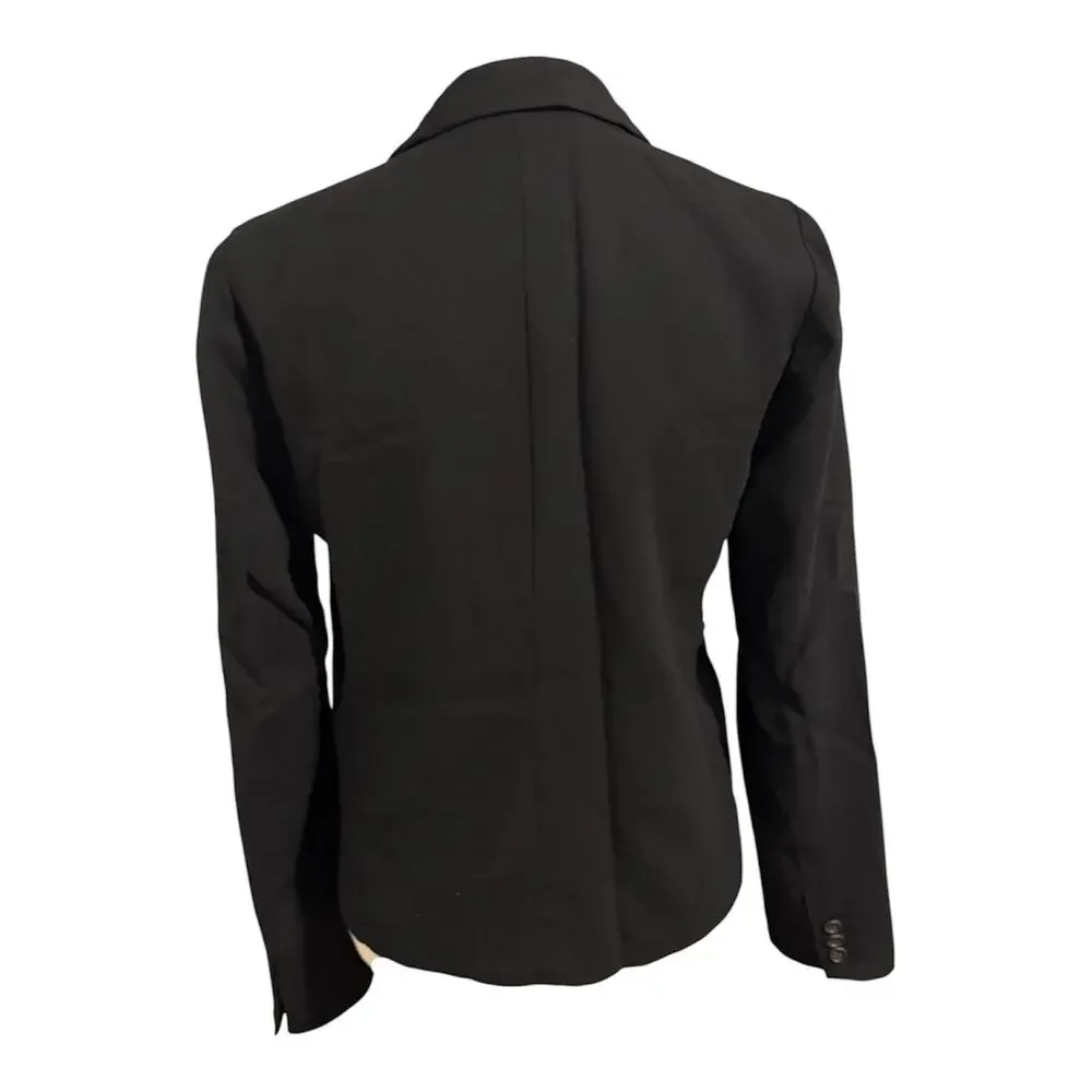 J Crew Wmns Black Drapey Wool Mackenzie Blazer Sz 4 Preppy Quiet Luxury Classic